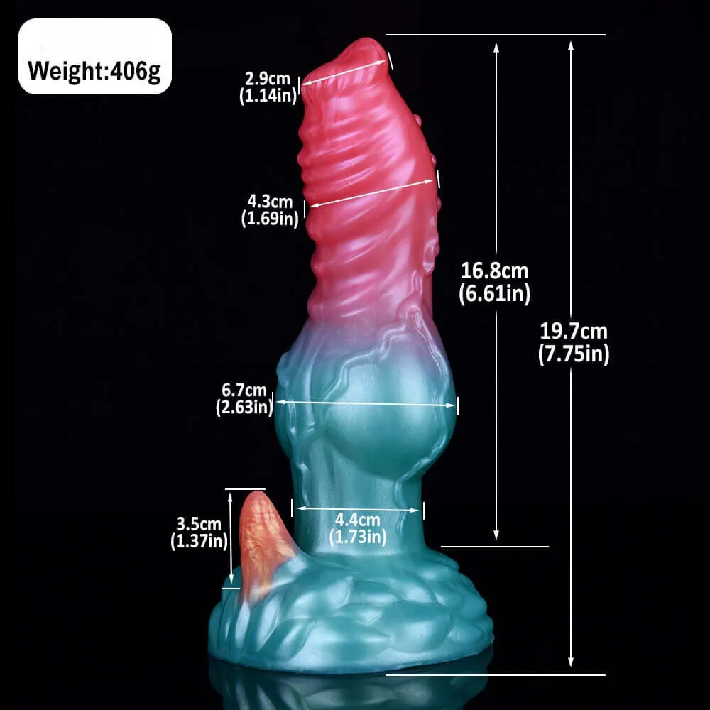 👾 7.75-Inch Elyrius the Monster Dog - Knotted Alien Dildo with G-Spot Demon Horn
