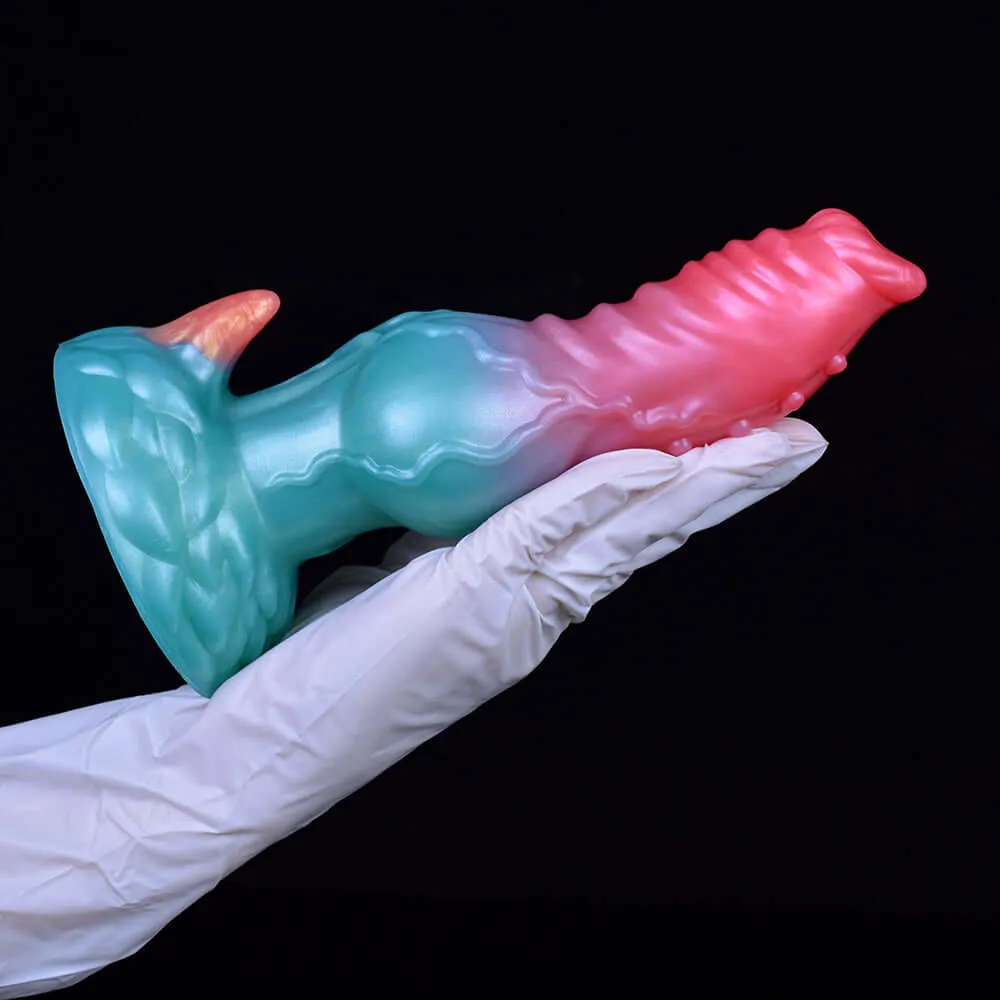 👾 7.75-Inch Elyrius the Monster Dog - Knotted Alien Dildo with G-Spot Demon Horn