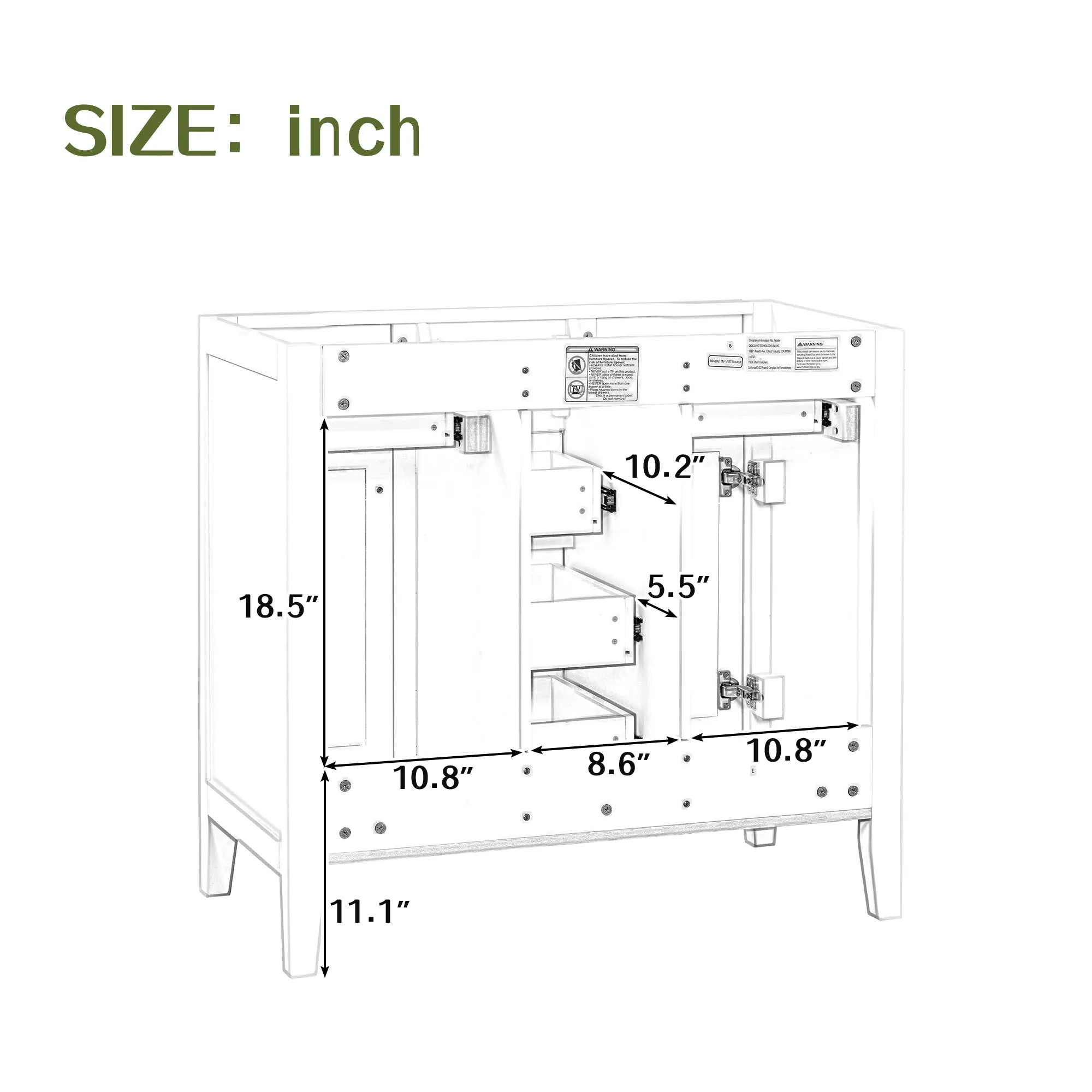 36" Bathroom Vanity, Ceramic Basin, 2 Cabinets, 5 Drawers, Solid Wood Frame, Grey (Old Sku: Sy999202Aae)