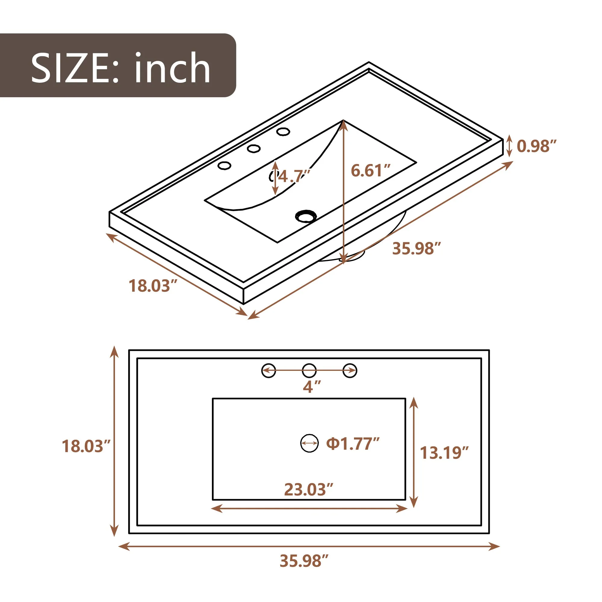 36" Bathroom Vanity, Ceramic Basin, 2 Cabinets, 5 Drawers, Solid Wood Frame, Grey (Old Sku: Sy999202Aae)