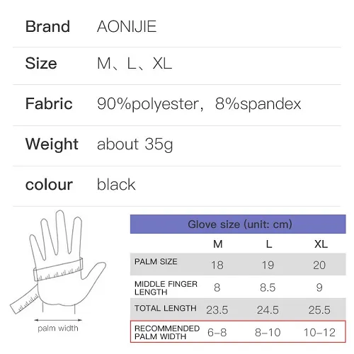 Aonijie Breathable Anti Slip Running Gloves