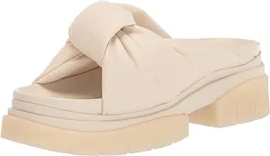 Ash Shilo Talc LT Nude Knotted Slip On Open Lug Sole Slide Mule Platform Sandals