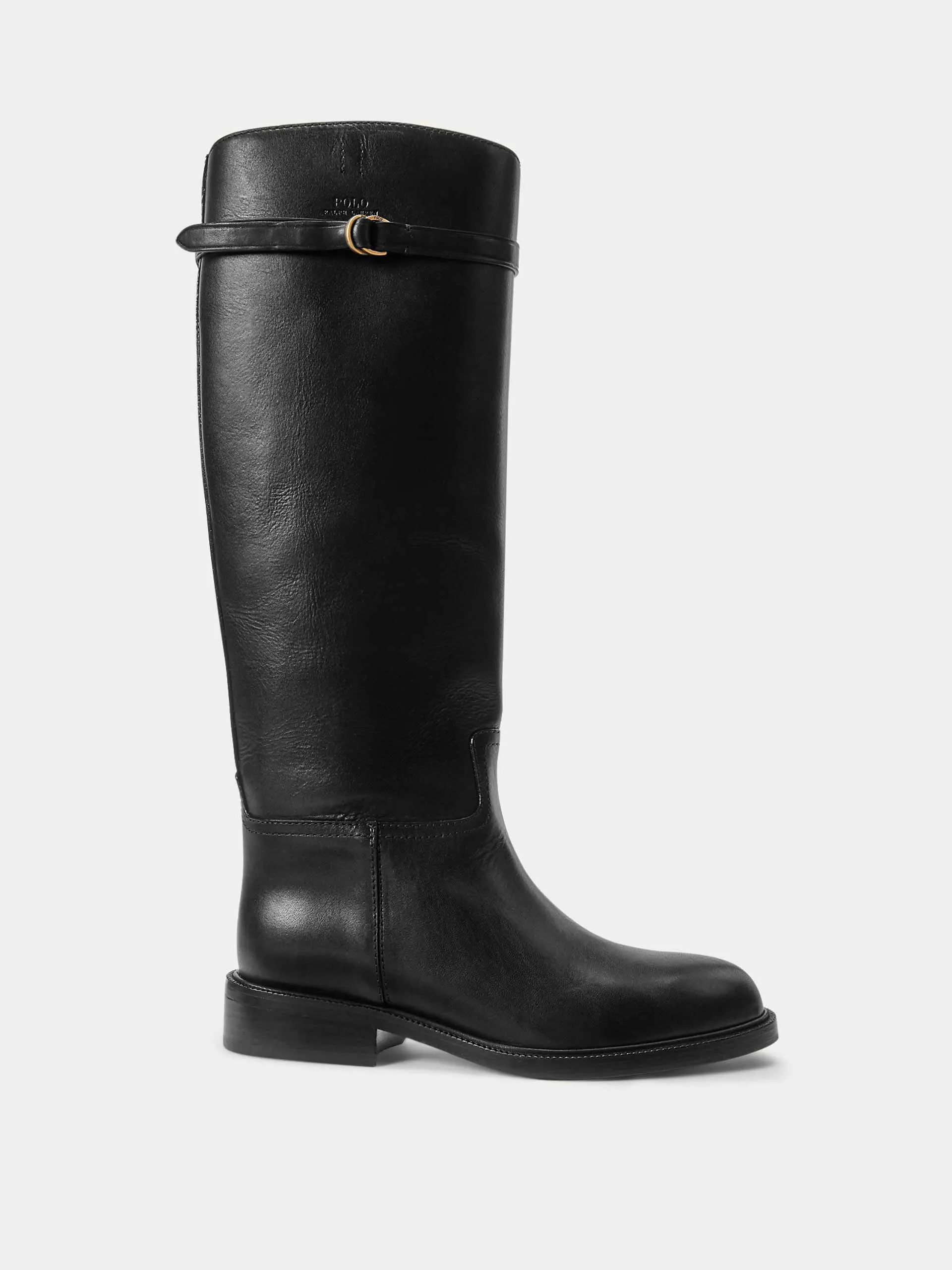Black leather riding boots