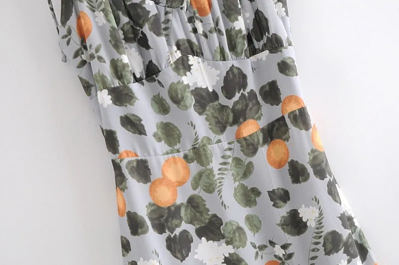 Boho Midi Dress, Strappy Sundress, Madarin Garden Green