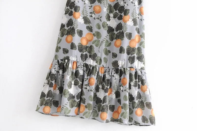 Boho Midi Dress, Strappy Sundress, Madarin Garden Green