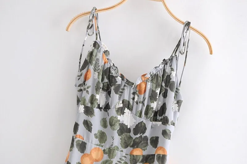 Boho Midi Dress, Strappy Sundress, Madarin Garden Green