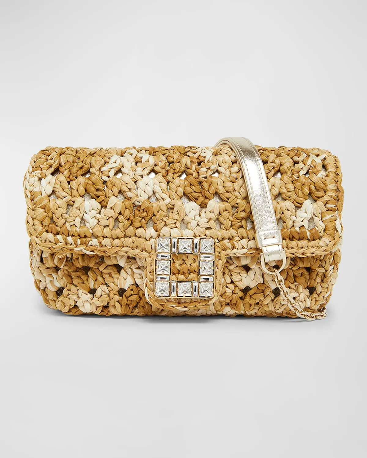 Buckle Crochet Raffia Crossbody Bag