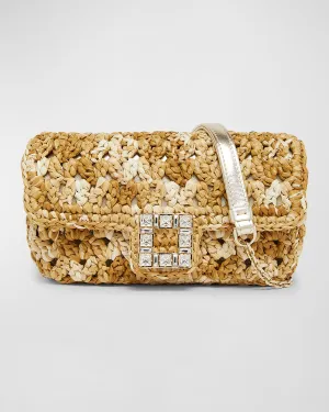 Buckle Crochet Raffia Crossbody Bag