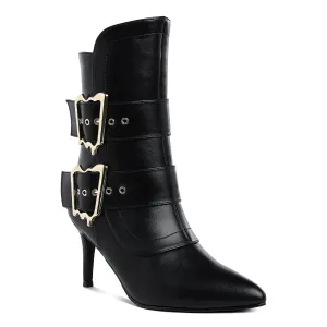 Chunky Buckle Strap Ankle Boots