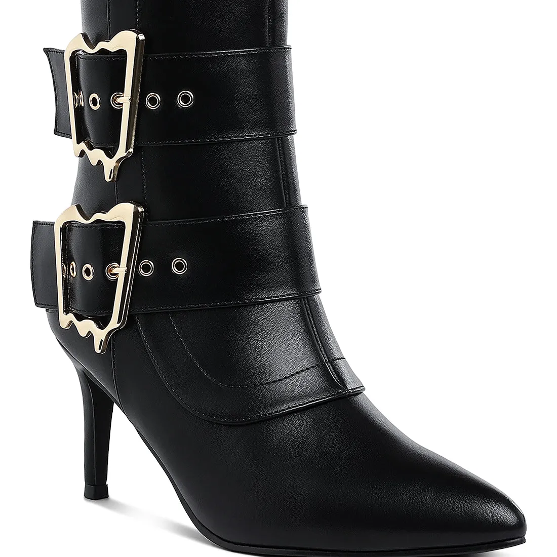 Chunky Buckle Strap Ankle Boots