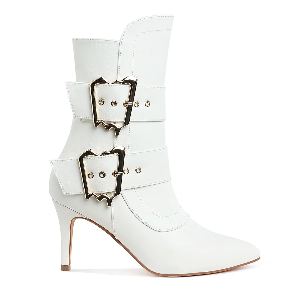 Chunky Buckle Strap Ankle Boots