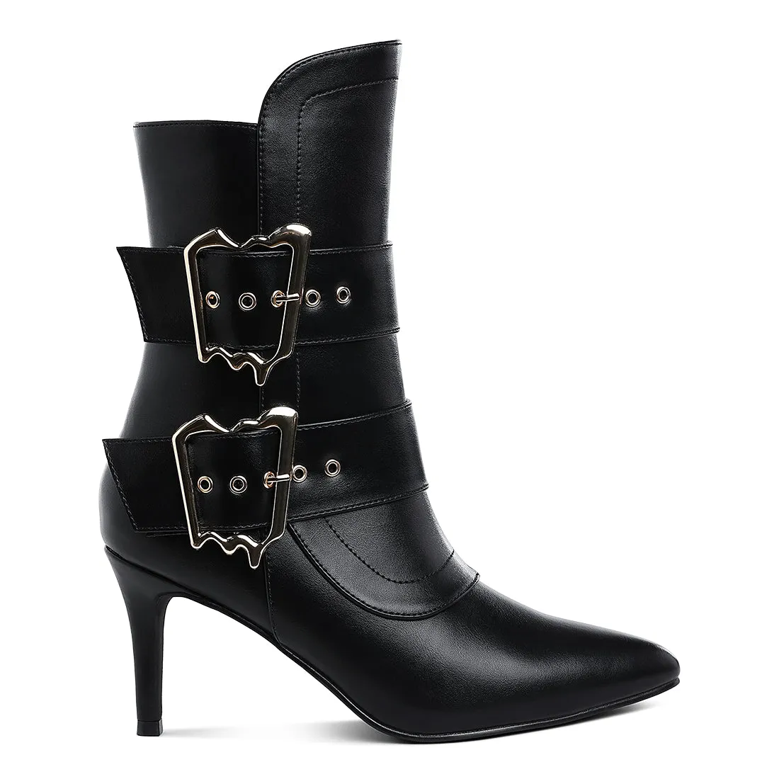 Chunky Buckle Strap Ankle Boots