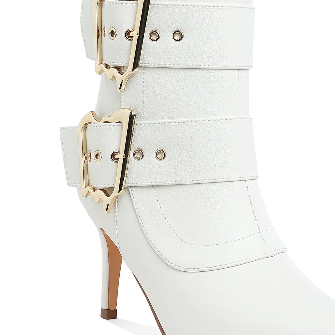 Chunky Buckle Strap Ankle Boots