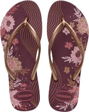 Havaianas Purple Soil Flowers Slim Flip Flops