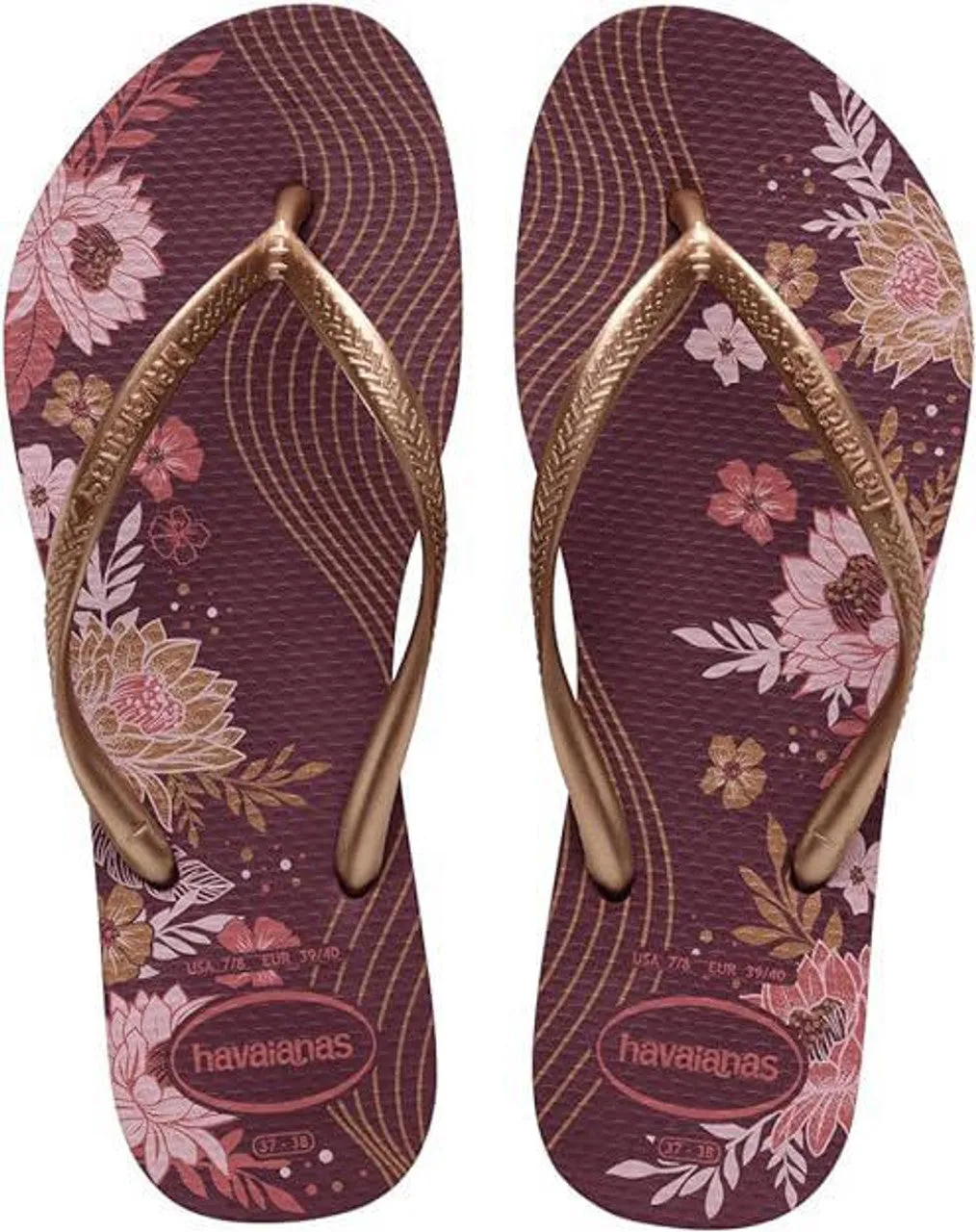 Havaianas Purple Soil Flowers Slim Flip Flops