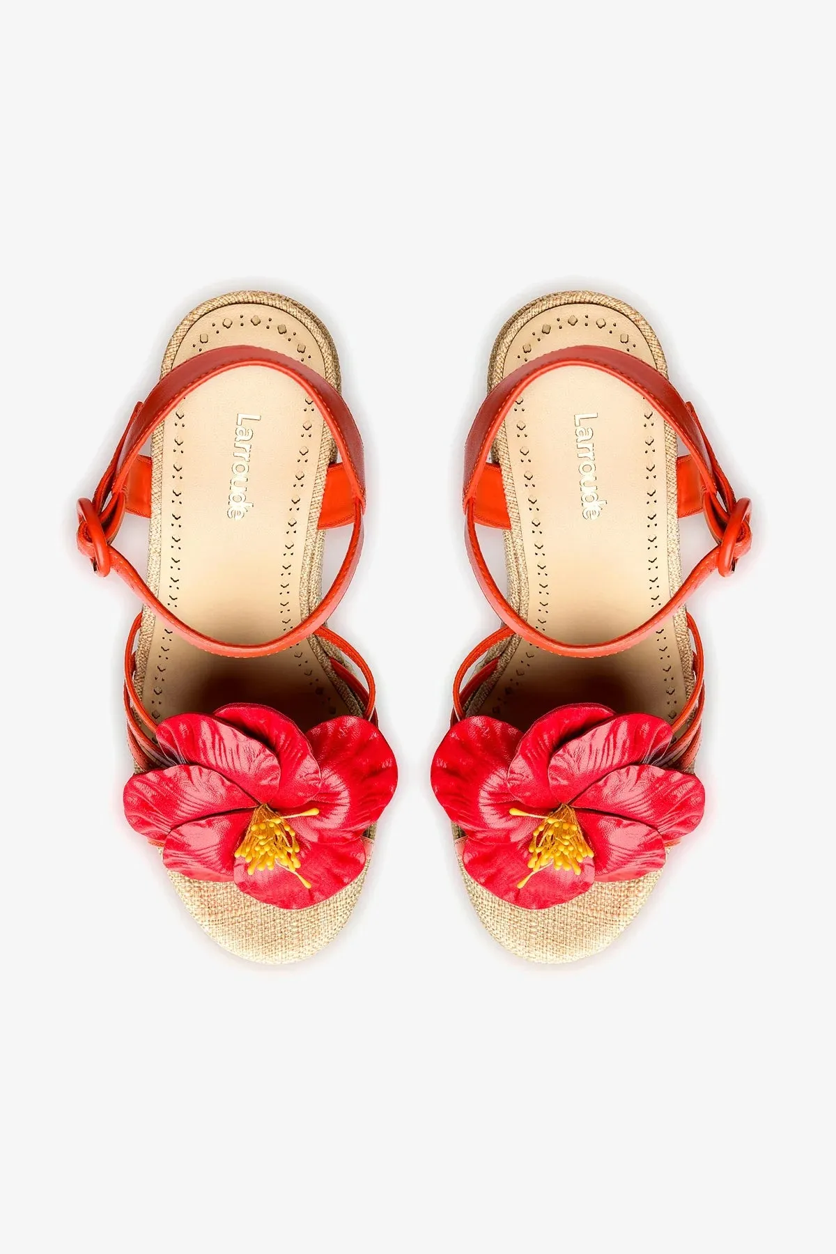 Magnolia Wedge In Orange Leather