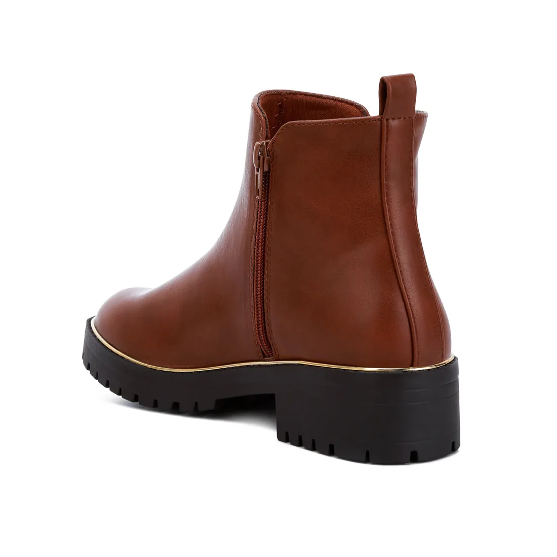 Metallic Frame Block Heel Boots