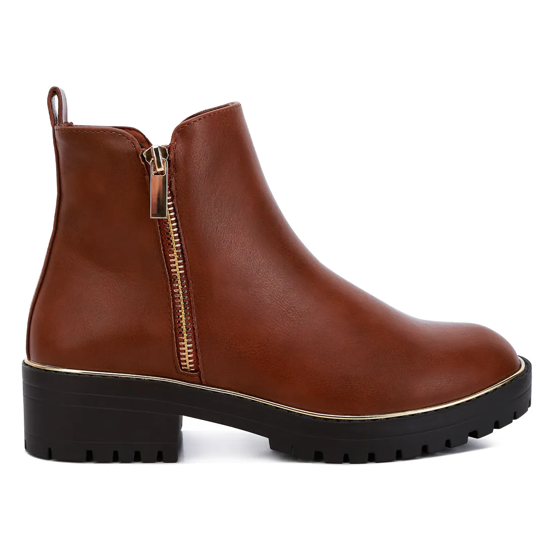Metallic Frame Block Heel Boots