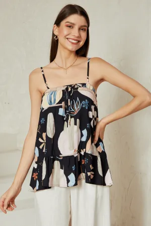 Nevada Strappy Top - Black Cactus