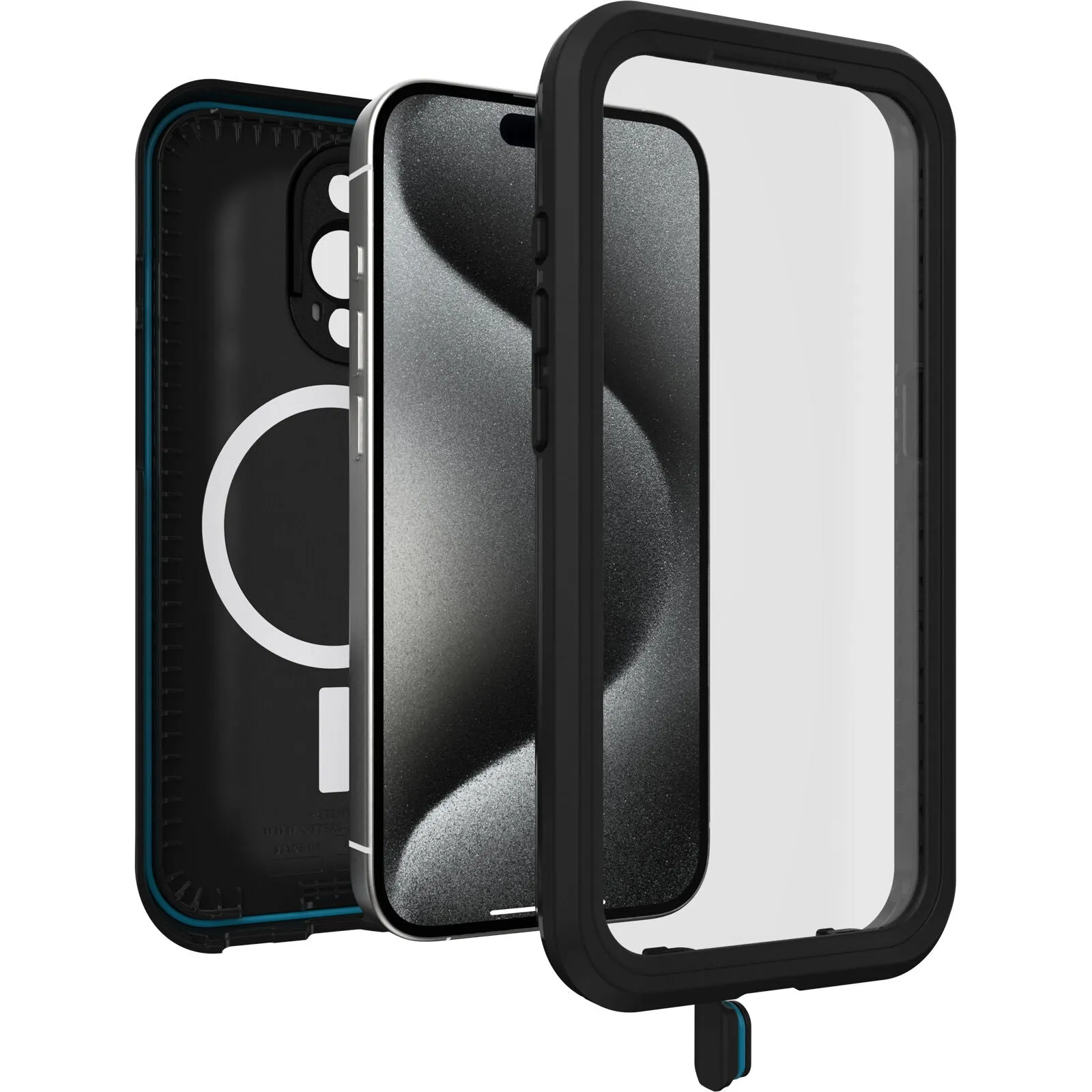 Otterbox - Free iPhone 15 Pro Max Outdoor Case Sleeve with MagSafe   Display Protective Glass (77-93429) - Black