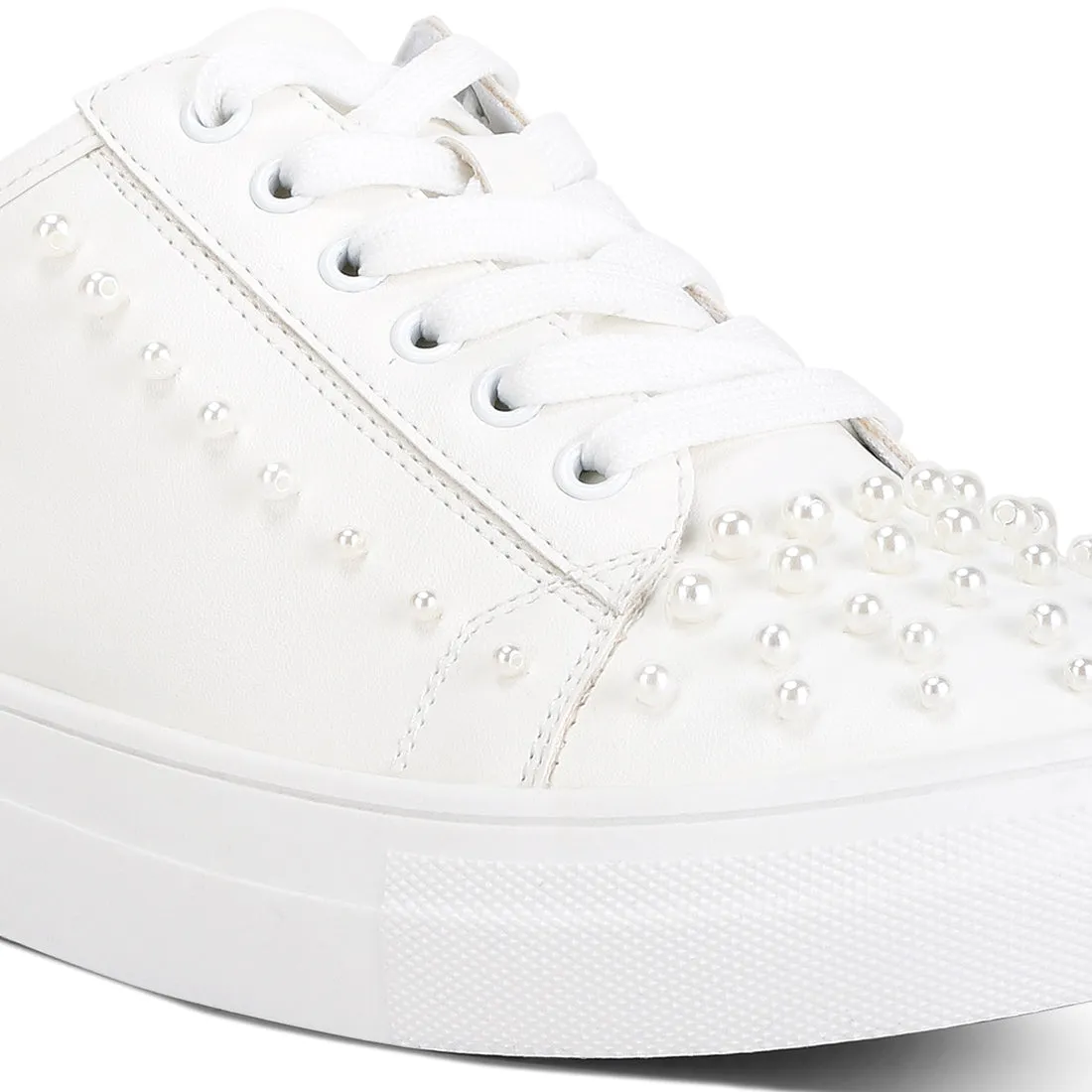 Pearl Embellished Slip On Sneakers