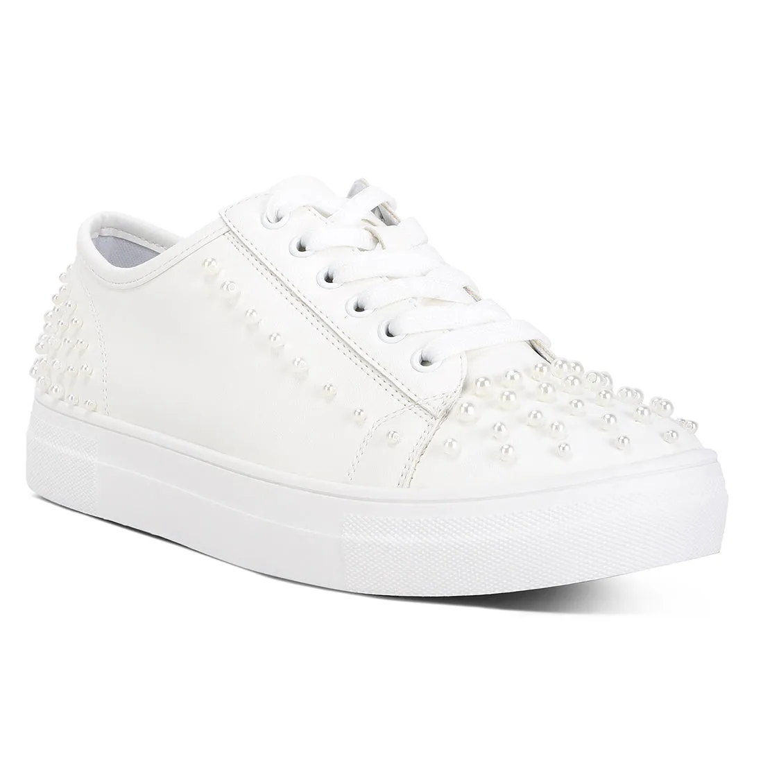 Pearl Embellished Slip On Sneakers