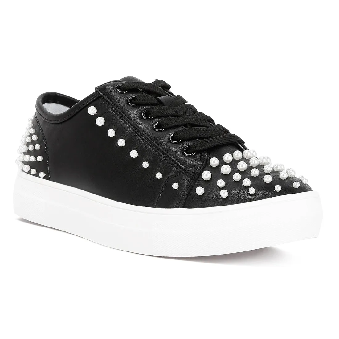 Pearl Embellished Slip On Sneakers