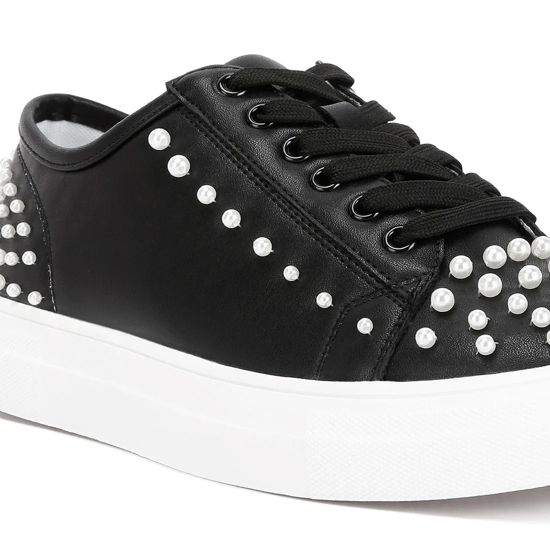 Pearl Embellished Slip On Sneakers