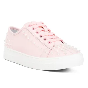 Pearl Embellished Slip On Sneakers