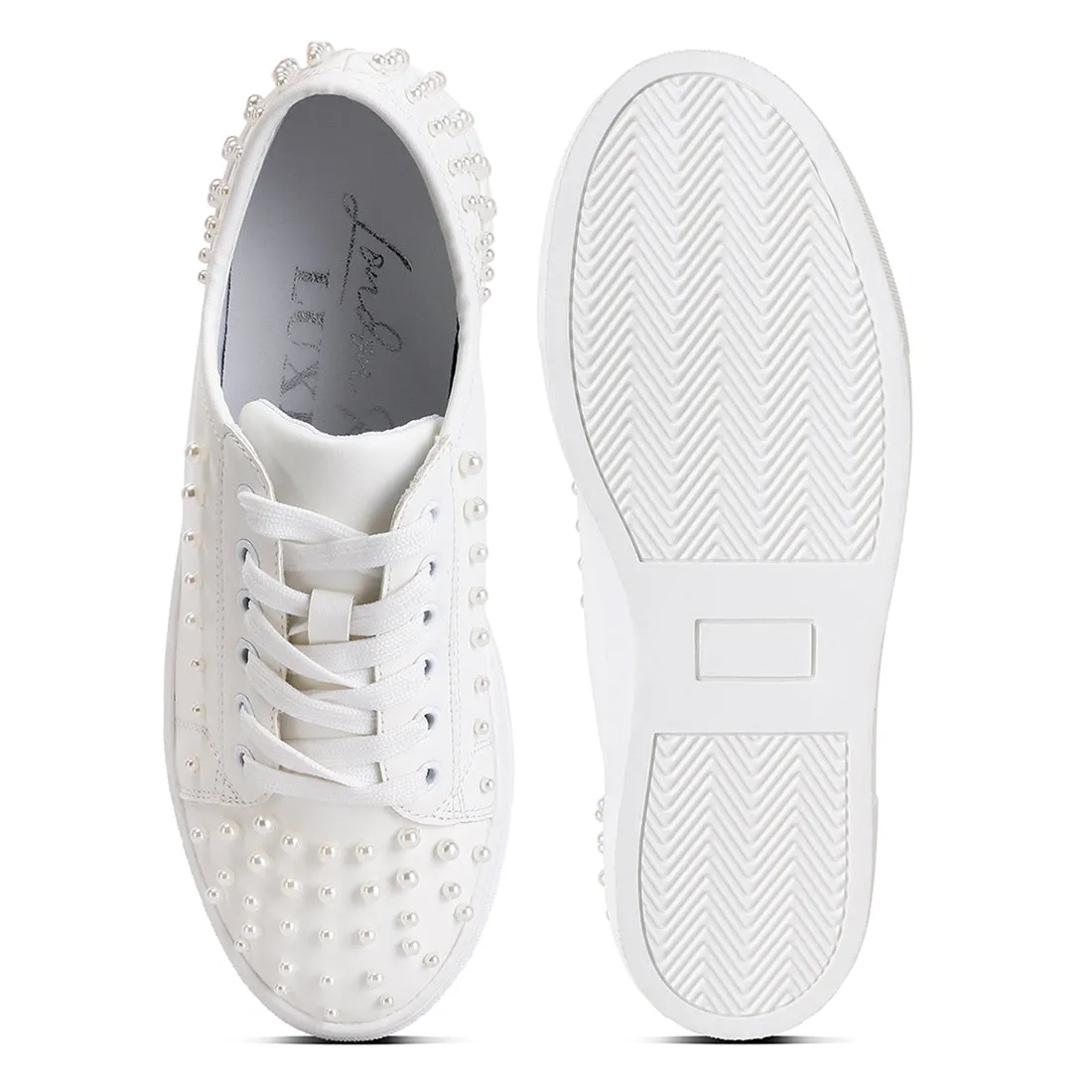 Pearl Embellished Slip On Sneakers
