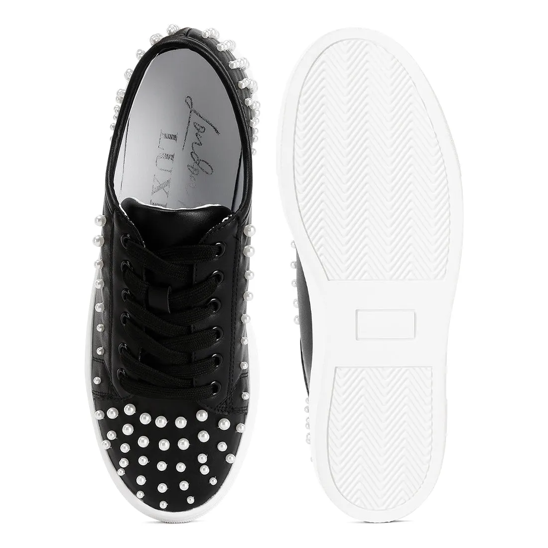 Pearl Embellished Slip On Sneakers