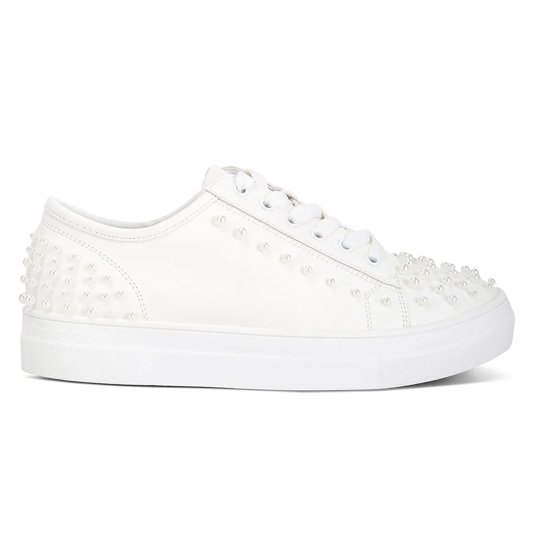Pearl Embellished Slip On Sneakers