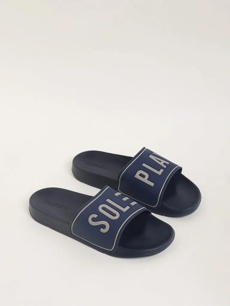 SOLEPLAY Printed Navy Slides