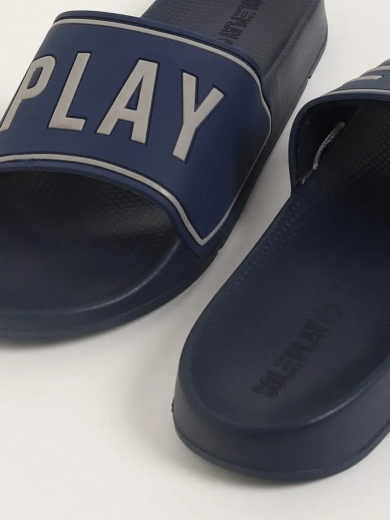 SOLEPLAY Printed Navy Slides