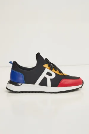 The Neoprene And Leather Slip On Racers - Multi Color