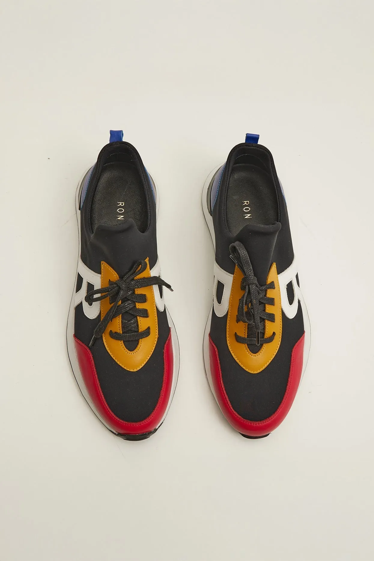 The Neoprene And Leather Slip On Racers - Multi Color