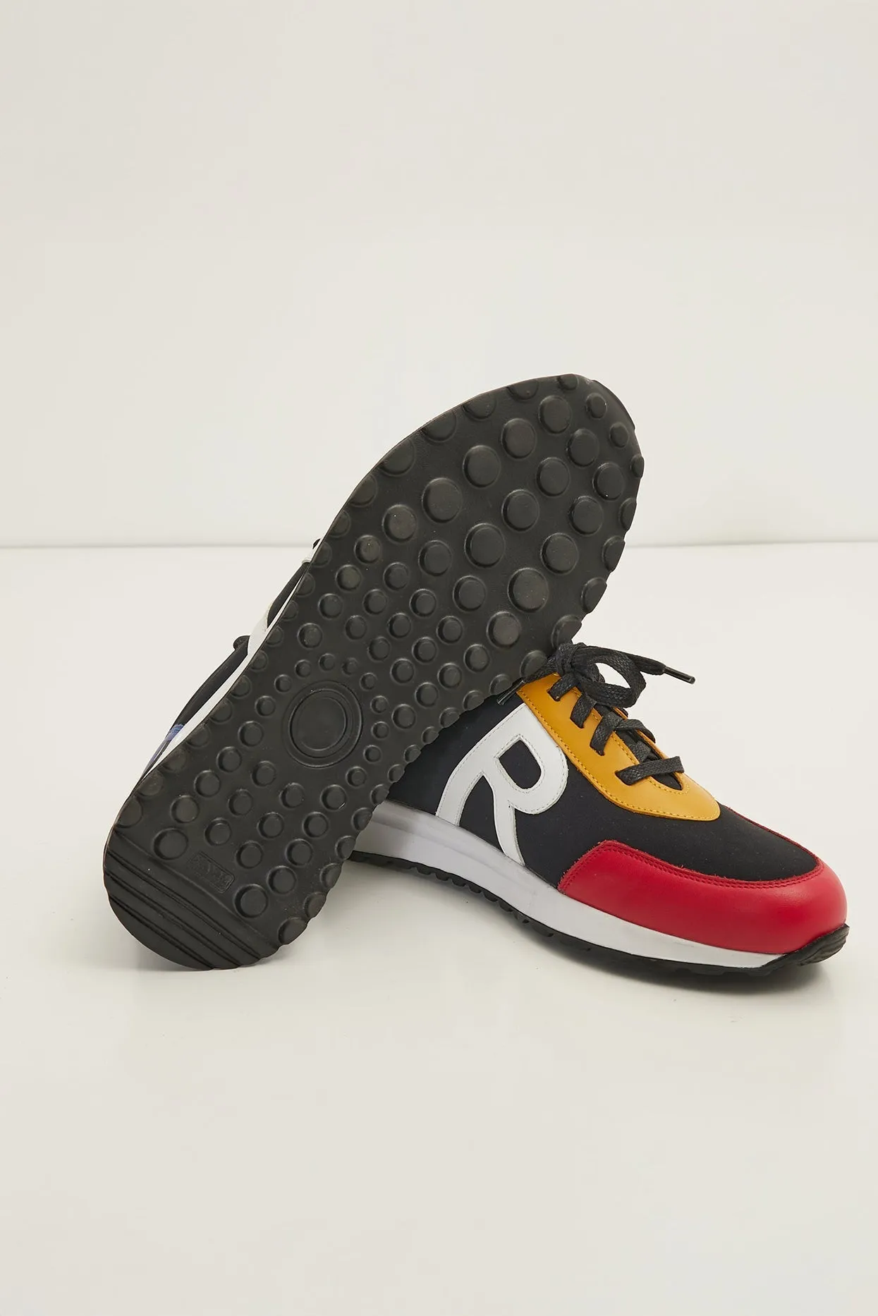 The Neoprene And Leather Slip On Racers - Multi Color