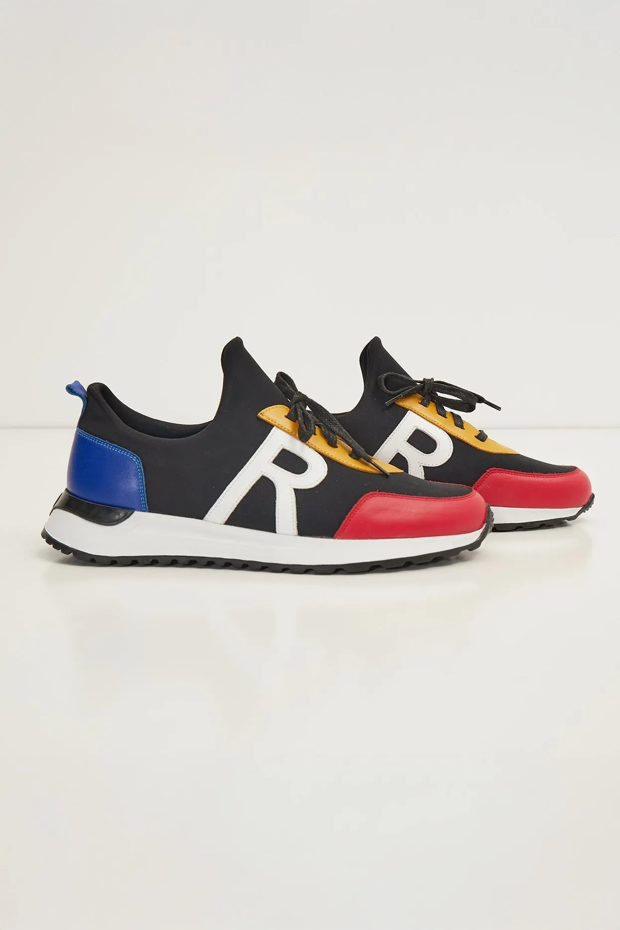 The Neoprene And Leather Slip On Racers - Multi Color