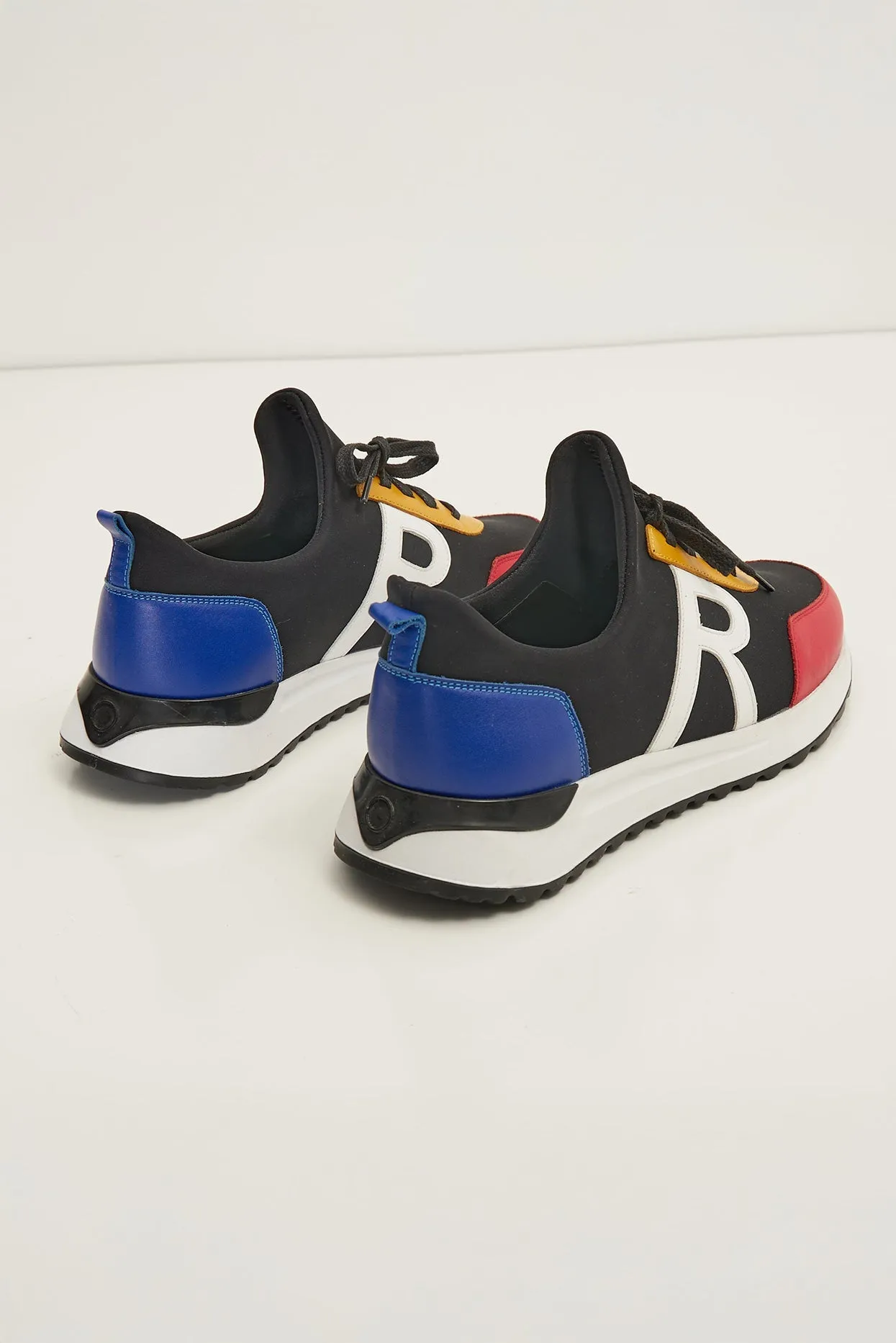 The Neoprene And Leather Slip On Racers - Multi Color