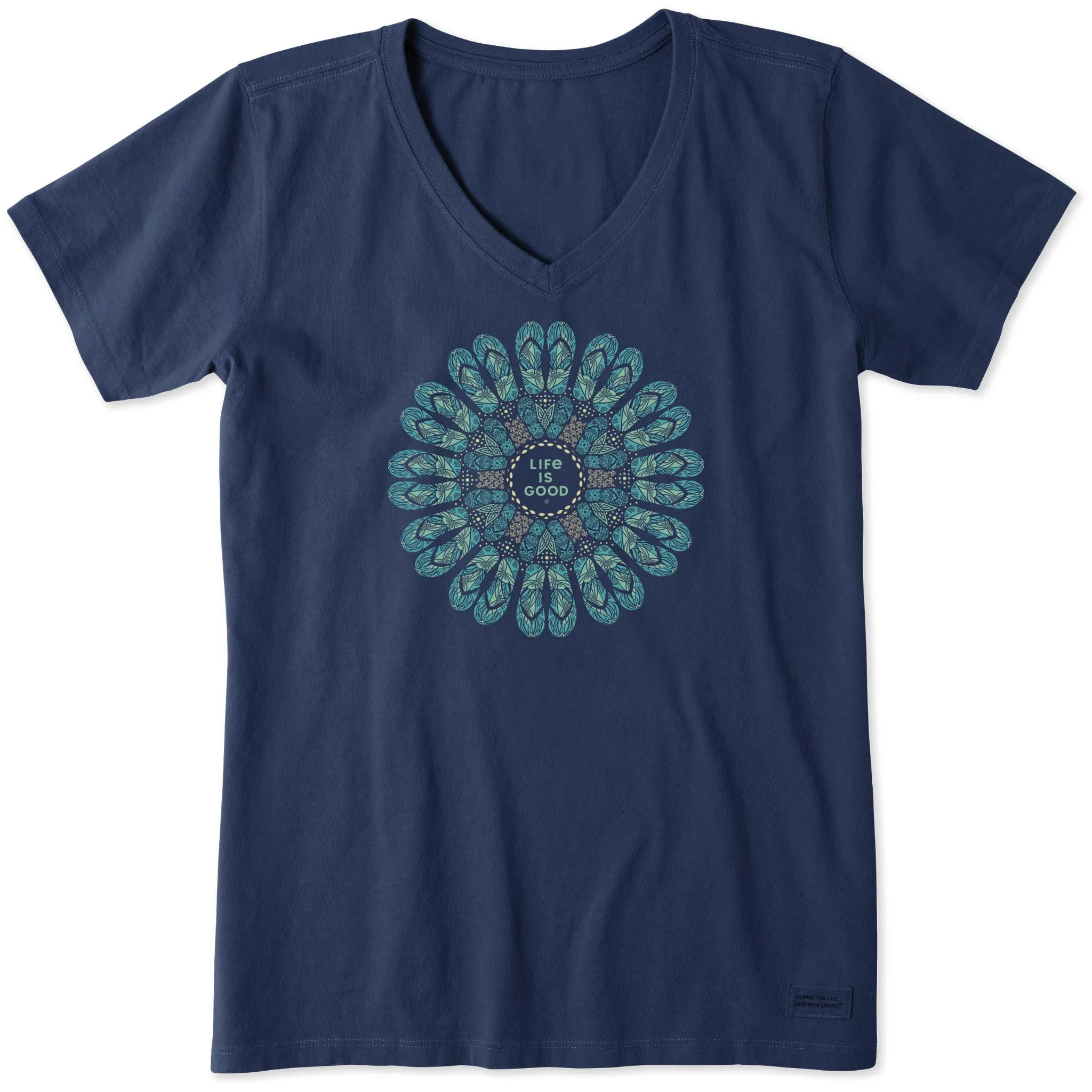 Women's Flip Flop Mandala Short Sleeve Crusher Vee