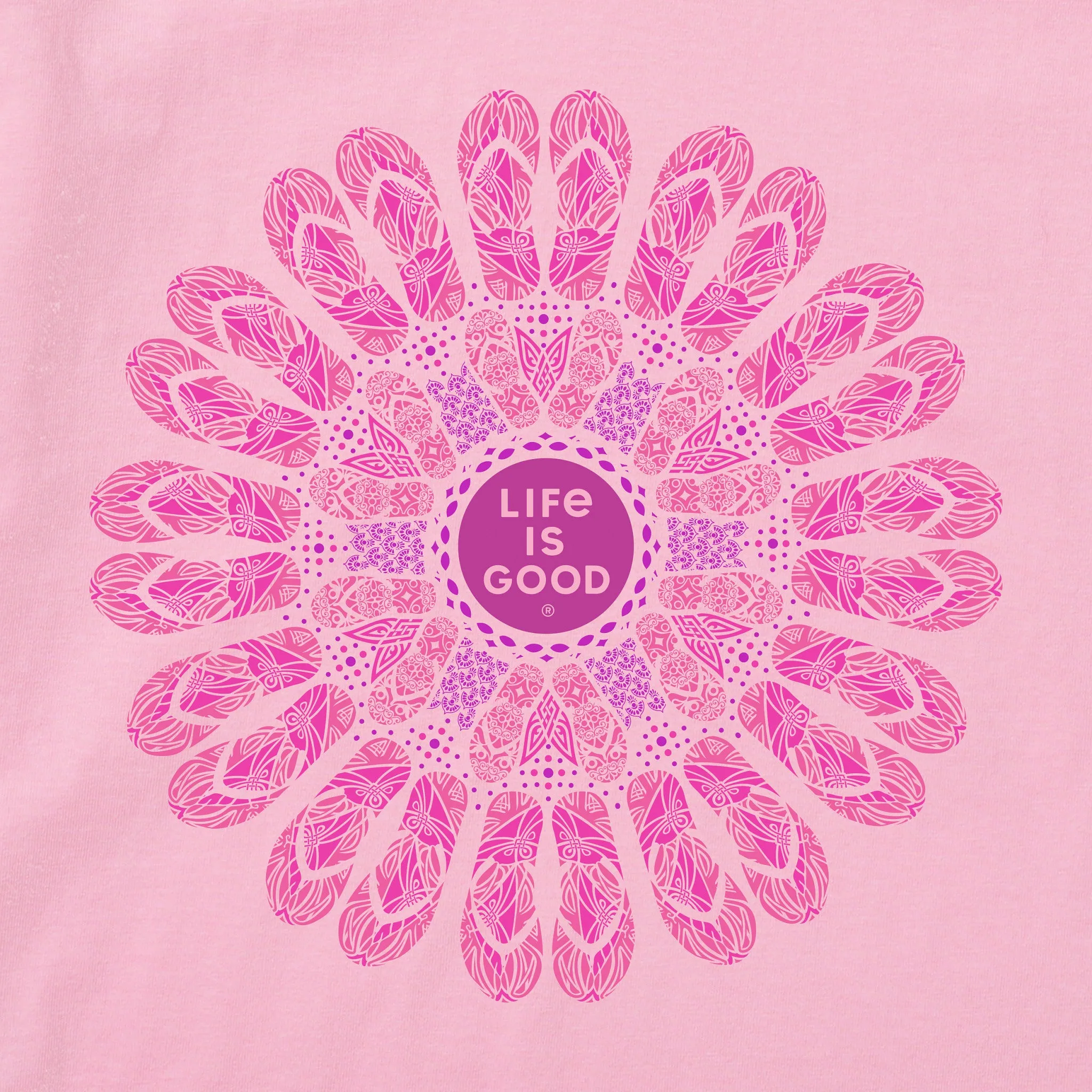 Women's Flip Flop Mandala Short Sleeve Crusher Vee