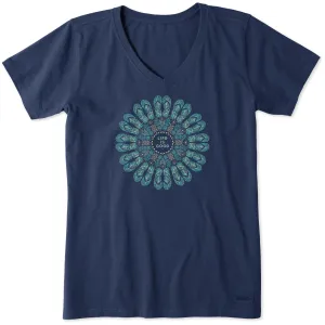 Women's Flip Flop Mandala Short Sleeve Crusher Vee