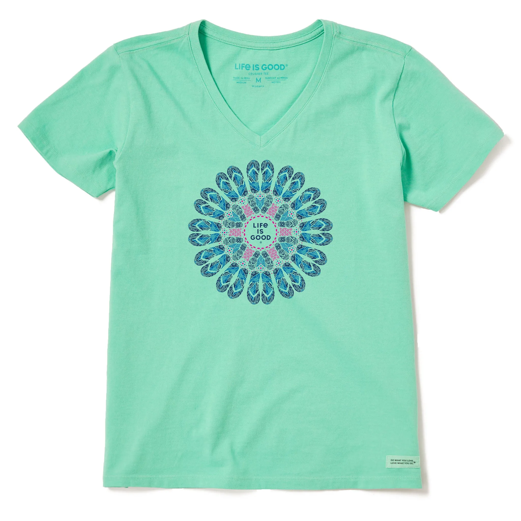 Women's Flip Flop Mandala Short Sleeve Crusher Vee
