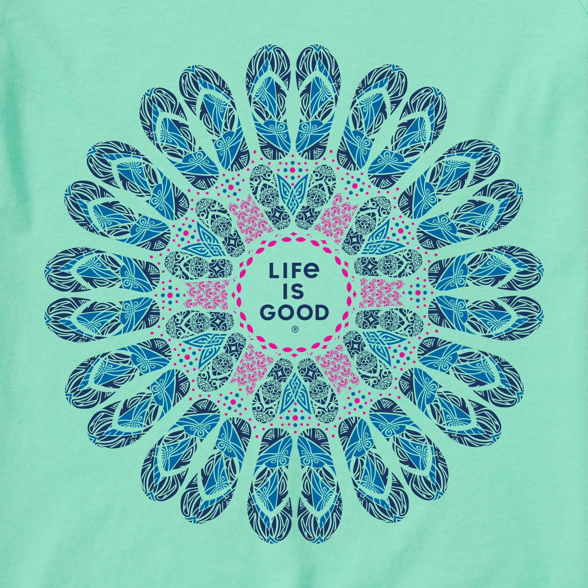 Women's Flip Flop Mandala Short Sleeve Crusher Vee