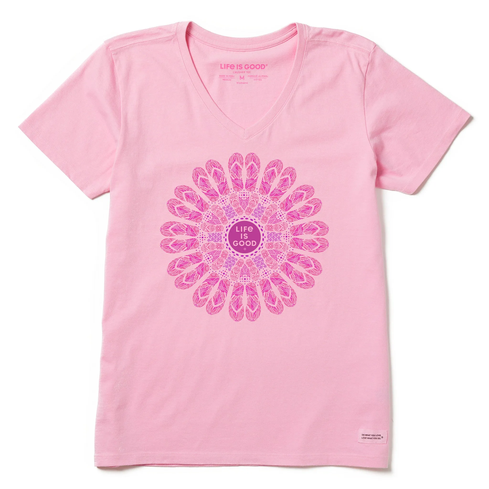Women's Flip Flop Mandala Short Sleeve Crusher Vee