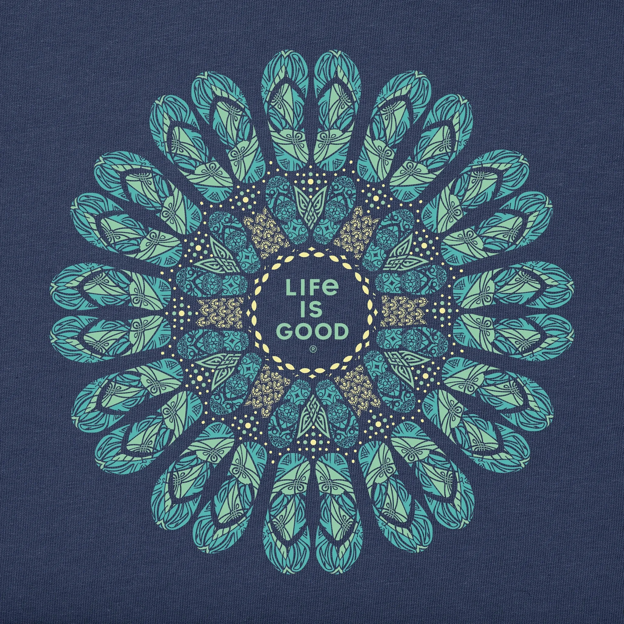 Women's Flip Flop Mandala Short Sleeve Crusher Vee
