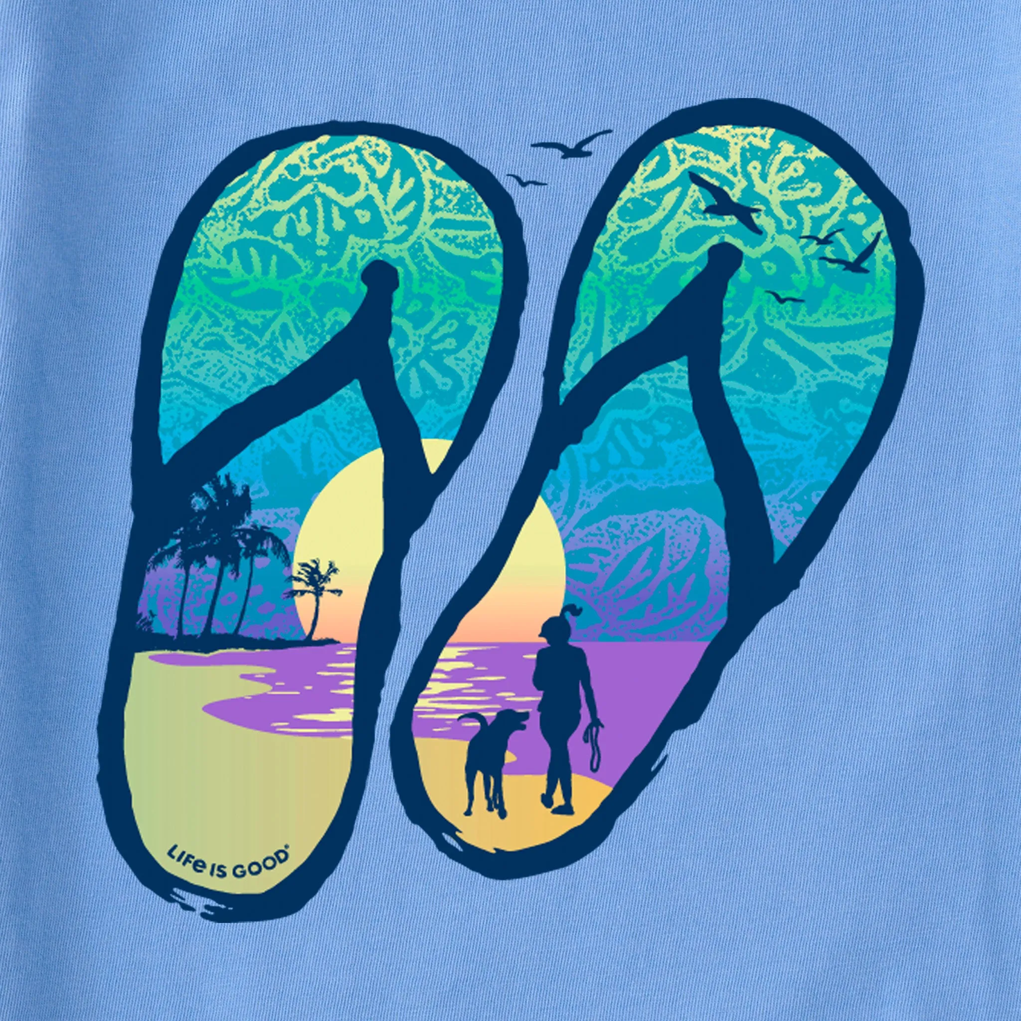 Women's Flip Flops Tropical Sunset Short Sleeve Crusher Tee