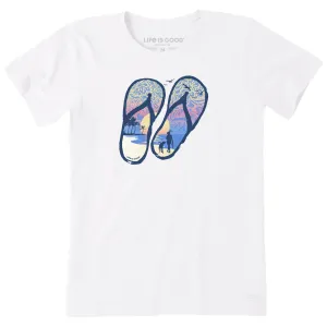 Women's Flip Flops Tropical Sunset Short Sleeve Crusher Tee