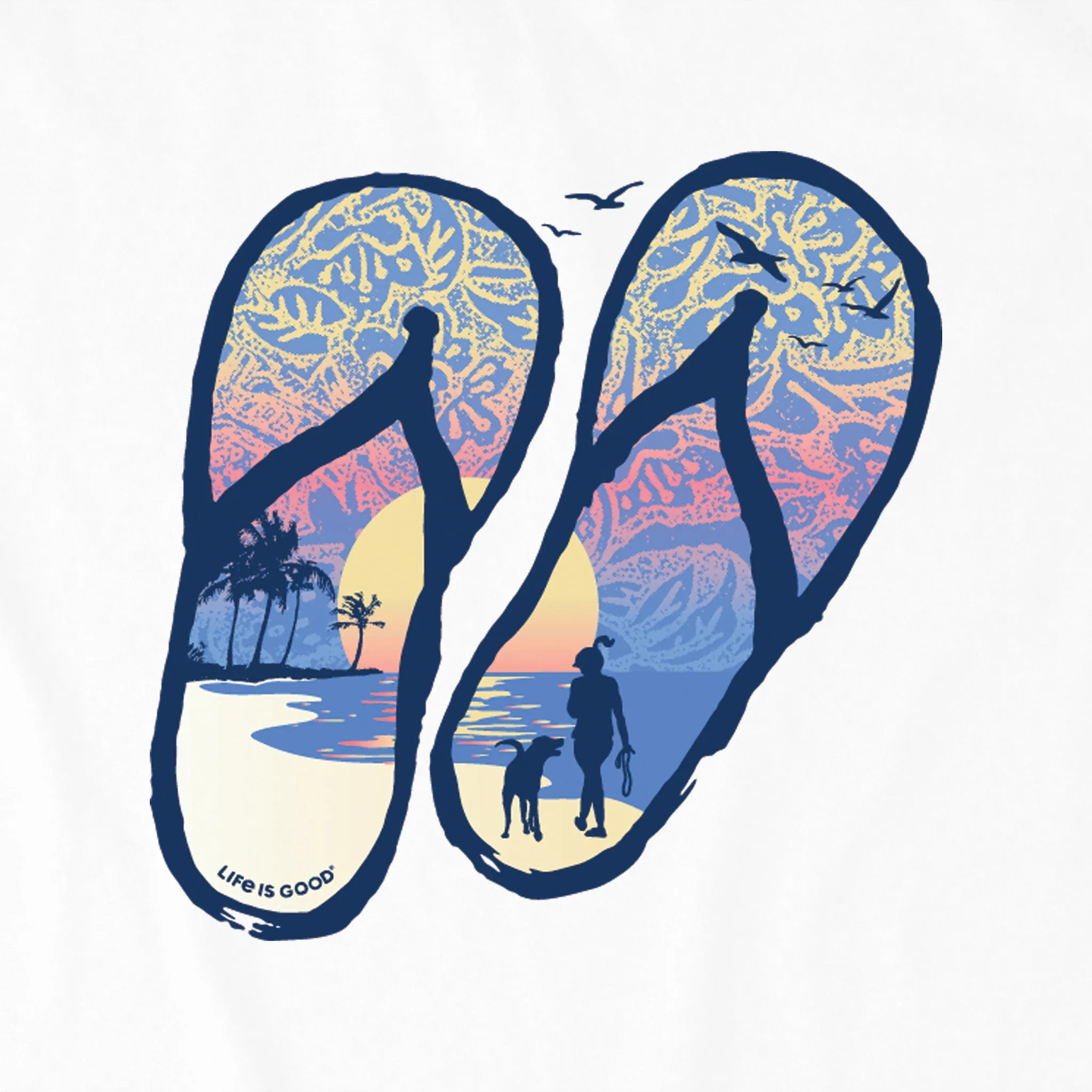Women's Flip Flops Tropical Sunset Short Sleeve Crusher Tee