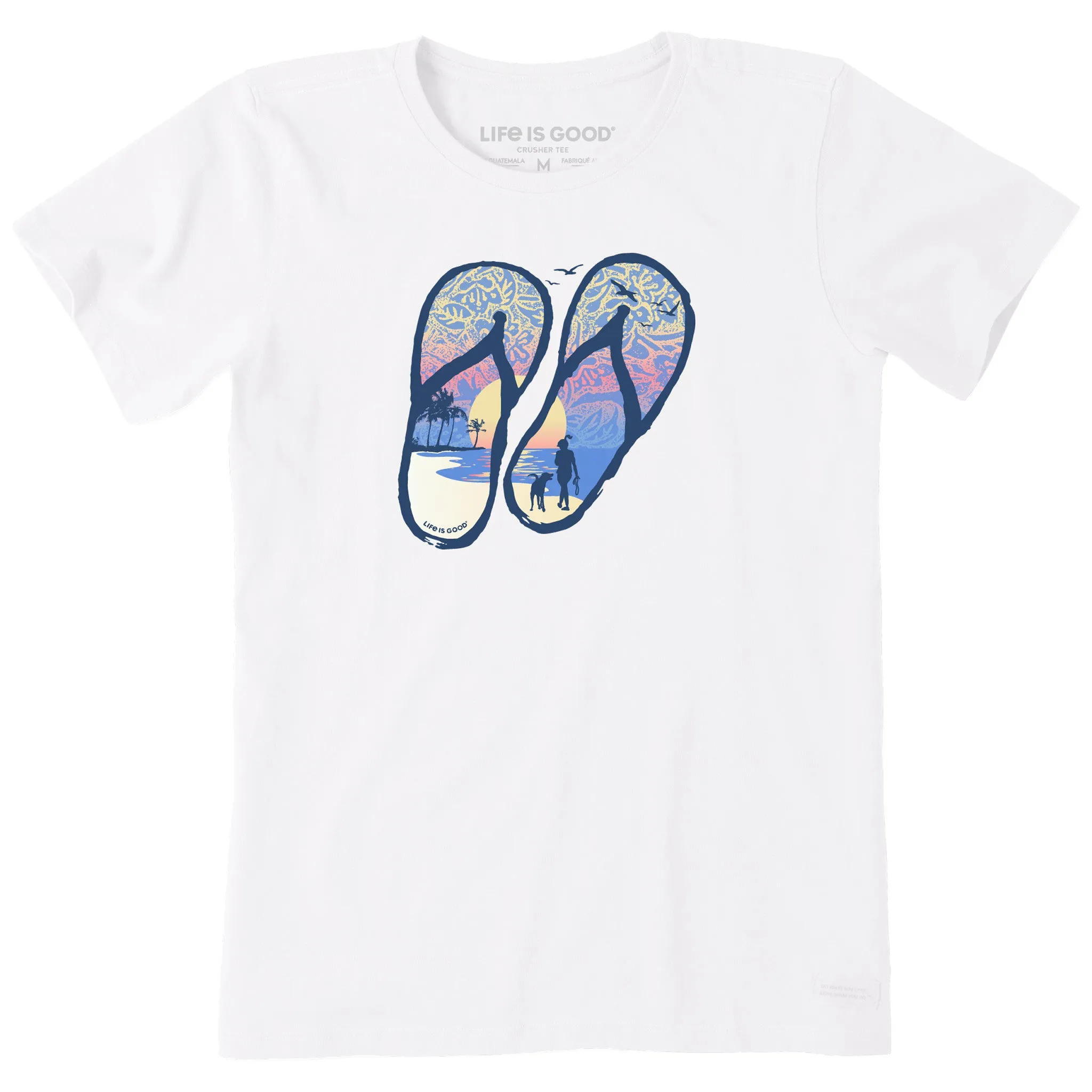 Women's Flip Flops Tropical Sunset Short Sleeve Crusher Tee